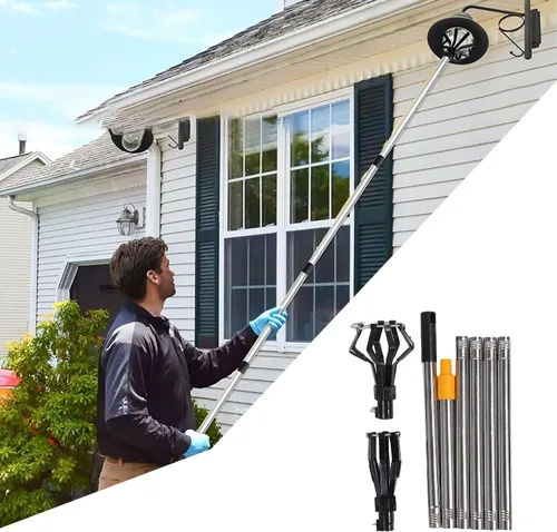 Vista 6 de Herramienta cambiadora de bombilla de techo de 5.9 ft y 5.9 pies, poste de extensión telescópico con diseño de bloqueo de cubierta abatible