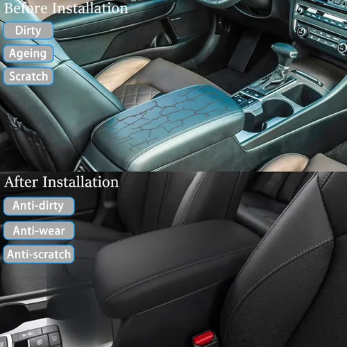 Vista 3 de Funda de consola central para Kia Optima 2016 2017 2018 2019 2020, accesorios funda para reposabrazos, impermeable, antiarañazos, de cuero