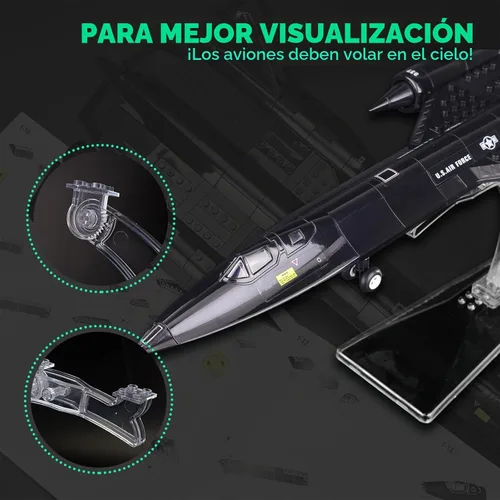 Vista 3 de ArtorBricks SR-71 - Juego de construcción militar de avión Blackbird de reconocimiento con soporte de exhibición, kit de modelo de 183 piezas