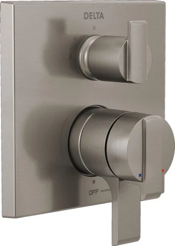 Vista 9 de Delta Moderno kit de moldura de mango de ducha de doble función con desviador integrado de 3 vías, válvula de sistema de ducha de oro cepillado