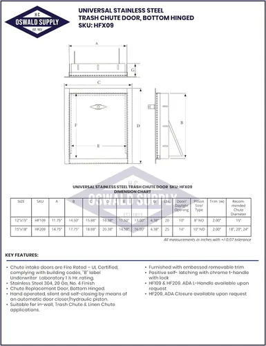Vista 7 de Manija universal de acero inoxidable compatible con ADA en L con cierre estándar de 12 pulgadas de ancho x 15 pulgadas de alto, puerta de canal
