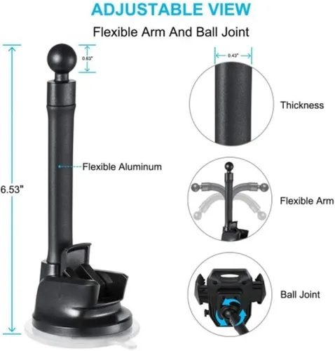 Vista 4 de Soporte magnético para automóvil para teléfonos Pixel 7/Pro/6a/6/Pro - Soporte para parabrisas de salpicadero de cuello de cisne fuerte agarre B6D