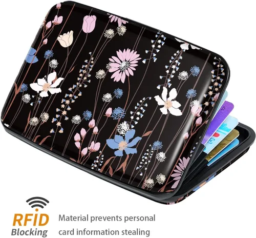 Vista 4 de Coco Rossi Mini tarjetero para mujeres u hombres, bloqueo RFID, funda rígida para tarjetas de identificación, cartera de viaje