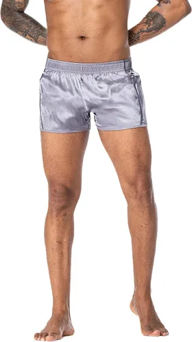 Vista 4 de Pantalones cortos de satén de seda satinados de 3 pulgadas para hombre