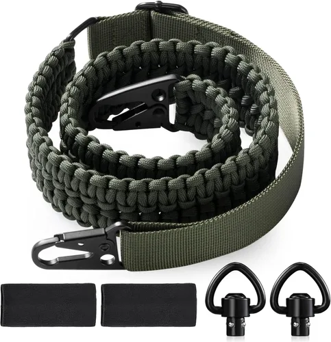 Vista 14 de VVAAGG Correa de 2 Puntos QD Ajustable de 550 Paracord con Gancho de Metal y Giratorias de Correa QD para Caza