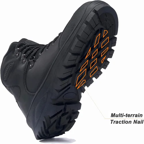 Vista 3 de TFO Botas de senderismo para hombre al aire libre, senderismo, montañismo, equitación, viajes, ocio, zapatos de media parte superior, Negro