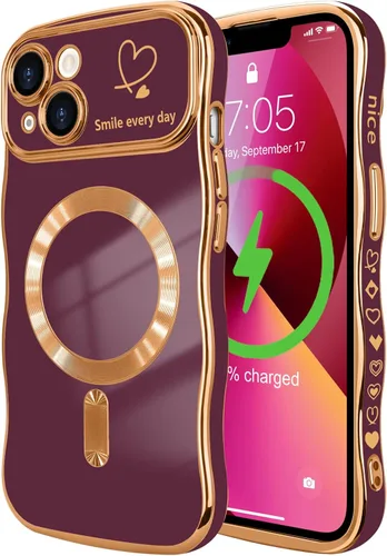 Vista 94 de LCHULLE - Funda magnética para iPhone 13 para mujeres y niñas, con forma ondulada, color azul bebé