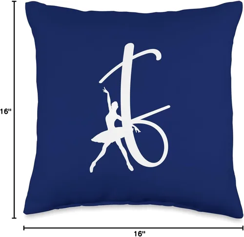 Vista 4 de Ballet Monogram Ballet Letra F Monograma Bailarina Bailarina Danza Cojín 16x16, Multicolor