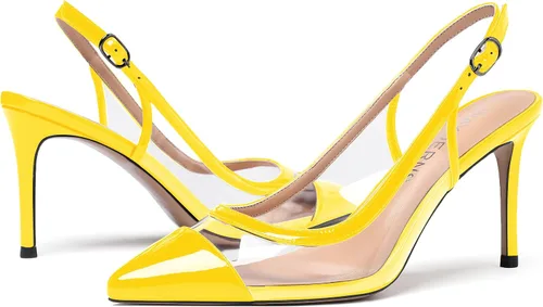 Vista 6 de WAYDERNS Zapatos de tacón alto de tacón alto con hebilla sólida de PVC para mujer
