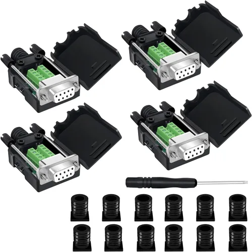 Vista 15 de 10 conectores DB9 macho Breakout, conectores RS232 de 9 pines, placa de módulo adaptador serie D-SUB RS485 sin soldadura con terminales de tornillo