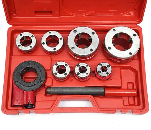 Vista 2 de Futchoy BSTP - Kit de roscadores de tubos tipo trinquete de 3/8", 1/2", 3/4", 1", 1-1/4", 1-1/2" y 2" Juego de herramientas de enhebrador de tubos