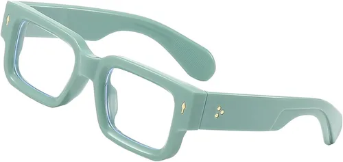 Vista 10 de Gafas de marco cuadrado grueso para mujeres y hombres, anteojos rectangulares gruesos, sin receta, lentes de luz azul para computadora