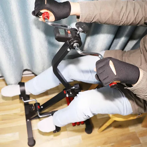 Vista 6 de Bicicleta Ejercitadora de Pedales para Manos, Brazos, Piernas y Rodillas, Pedaleador de Equipo de Fitness Ajustable para Personas Mayores, Ancianos