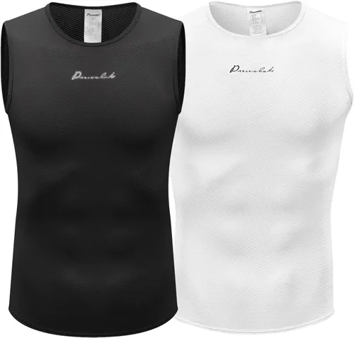 Vista 2 de Przewalski Mens Sleeveless Cycling Undershirt Quick Dry Bike Base Layer Vests Breathable Tops Bicycle Clothing