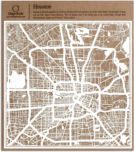 Vista 160 de O3 Design Studio Aberdeen - Mapa de papel cortado en papel blanco de 12 x 12 pulgadas