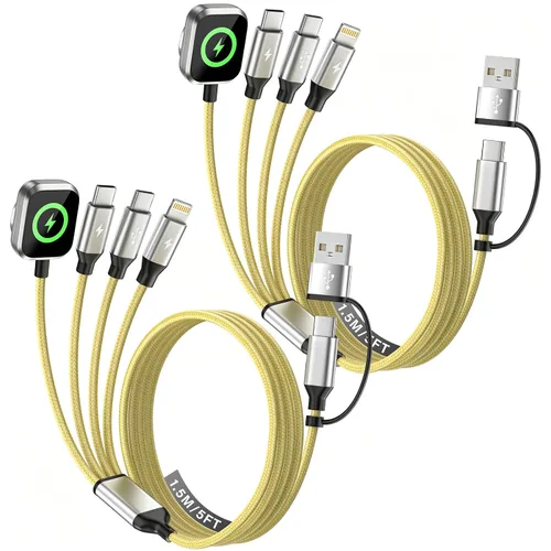 Vista 21 de Cruise Essentials Cable de Carga 4 en 2 para Cargador Apple iWatch/iPhone 17/Lightning/Micro, Cable Cord de Carga Múltiple de Viaje Compatible