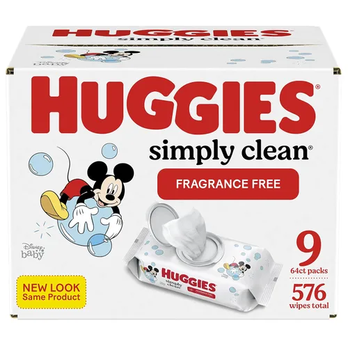 Vista 11 de Huggies Simply Clean Toallitas para Bebé Sin Fragancia, 1 Paquete con Tapa Abatible (64 Toallitas en Total), el Empaque Puede Variar