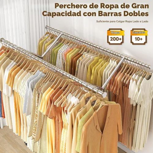 Vista 4 de Raybee - Perchero de metal resistente para ropa de 500 libras con ruedas