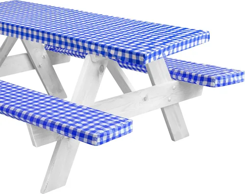 Vista 10 de LINPRO - Funda de mesa de picnic de 6 pies con fundas para bancos, fundas ajustadas de mesa de picnic de vinilo con elástico, elementos esenciales