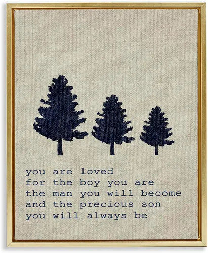 Vista 13 de Stupell Industries You are Loved Trees, Design by Daphne Polselli - Arte de pared enmarcado en blanco, 11 x 14, marrón