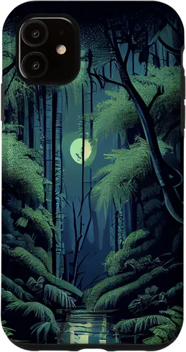Vista 6 de Funda para iPhone 11 Pro Bamboo Forest in the Moonlight Shimmer on River