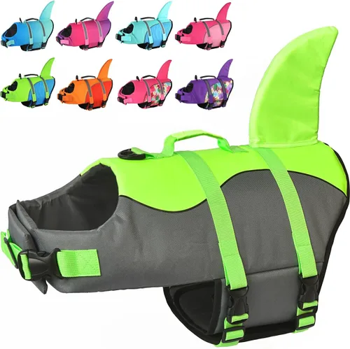 Vista 19 de Doglay Chaleco salvavidas para perro, chaleco salvavidas de tiburón Camuflaje azul-tiburón