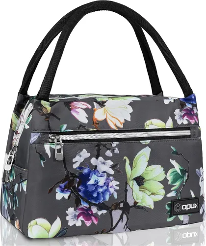 Vista 8 de opux Bolsa de almuerzo para mujer, lonchera aislada tipo tote para niñas, para el trabajo y la escuela de adultos, pequeña bolsa enfriadora