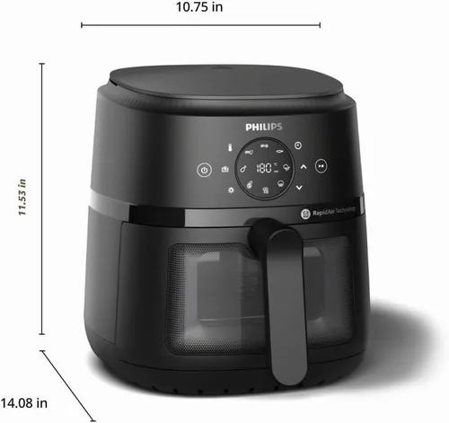 Vista 3 de Philips Freidora de aire serie 2000 – Sartén de 4.4 cuartos de galón (4.2 L), 13 funciones de cocción, tecnología RapidAir, cocción saludable con un