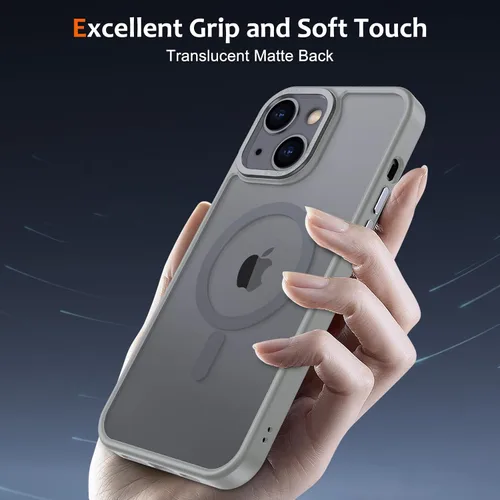 Vista 450 de Anuck - Funda magnética para iPhone 11 compatible con MagSafe, carcasa trasera mate translúcida dura, borde de TPU, delgada, resistente a impactos