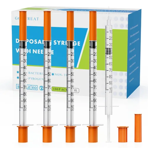 Vista 6 de Jeringa de 1ml/cc con aguja, calibre 30 de 1/2 pulgada, suministros desechables de dispensación de laboratorio envueltos individualmente, paquete
