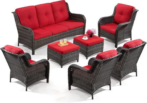 Vista 30 de Juego de 2 sillas de patio giratorias de 360 grados para exteriores y mesa auxiliar a juego – 3 sillas deslizantes de mimbre para patio con cojines