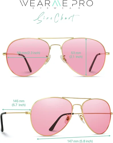 Vista 6 de WearMe Pro Gafas de sol clásicas estilo aviador con marco de metal