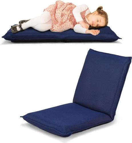 Vista 10 de GOFLAME Silla de suelo ajustable, sofá plegable acolchado de 6 posiciones, soporte de respaldo acolchado, sofá perezoso para leer juegos de Negro