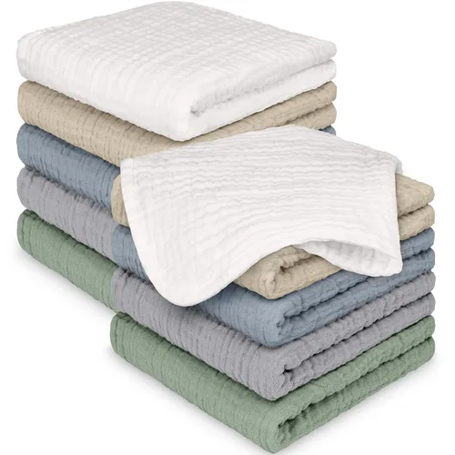 Vista 15 de Paquete de 5 paños de muselina para recién nacidos, 12 x 12 pulgadas, suaves y absorbentes, de muselina de algodón orgánico, para bebés, niñas