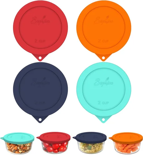 Vista 20 de Sophico - Tapas redondas de silicona para recipiente de almacenamiento de 2 tazas, reemplazo para Pyrex 7200-PC y cuencos de vidrio Anchor Hocking