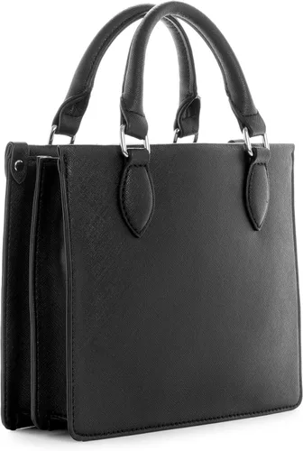Vista 3 de GUESS Factory Issa Mini bolsa para mujer, mármol negroblanco