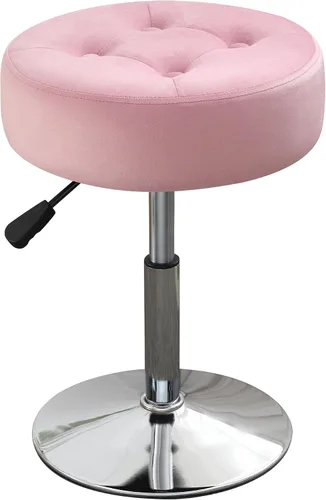 Vista 10 de Taburete Otomano Giratorio Silla para Sala de Maquillaje Taburete para Silla de Tocador Altura Ajustable Cuero Sintético Negro Negro 1