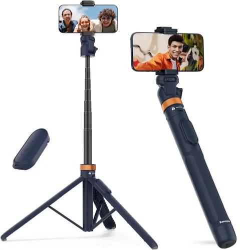 Vista 8 de Sensyne Trípode extensible de 72" para iPhone y Selfie Stick con soporte de teléfono desmontable y control remoto inalámbrico, compatible con todos
