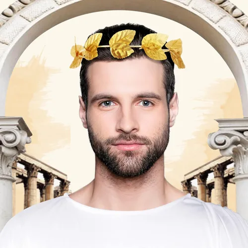 Vista 4 de SATINIOR 4 piezas de carnaval para hombre, disfraz de Toga, disfraz de Dios griego para adultos, disfraz de Toga romano con hoja de laurel y pulsera