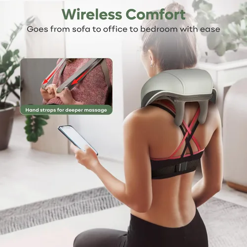 Vista 5 de adomii Masajeador inalámbrico de cuello y hombros con calor, masajeador Shiatsu de cuello y espalda, masajeador de espalda 4D para cuello, hombros