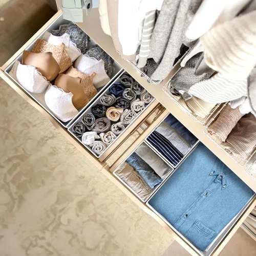 Vista 5 de Simple Houseware Organizador de cajones de ropa interior para lencería, ropa interior, brasier, bragas, calcetín, mameluco, juego de 6, gris