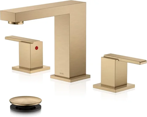 Vista 14 de KENES Grifo de Baño Extendido Negro Mate de Dos Manijas, Grifos de Lavabo de Baño Negro de 3 Orificios, 8 Pulgadas, Grifo de Tocador de Baño de 3