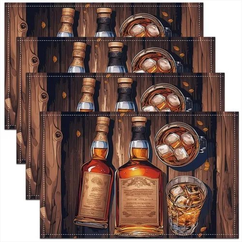 Vista 18 de Juego de 4 manteles individuales con diseño de mariposas y animales voladores de noche de ensueño de 12 x 18 pulgadas para mesa de cocina, tapetes