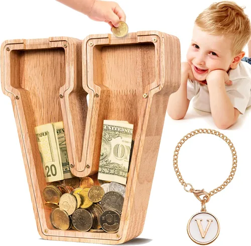 Vista 110 de SummiDate Alcancía de madera de letra para niños y niñas, Alfabeto, personalizada, regalo de cumpleaños y pascua para niños (A)