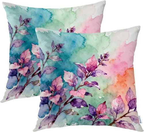 Vista 19 de Batmerry Autumn Maple Leaves Throw Pillow Covers, red Fall Orange Leaves Decorative Pillow Covers Digital Printing Blended for Couch Sofa Bed