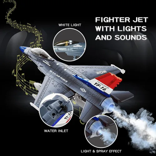 Vista 4 de OTONOPI Fighter Jet Toy F-16 Jets de juguete para niños, avión militar del ejército de la fuerza aérea, juguete de caza de metal fundido a presión