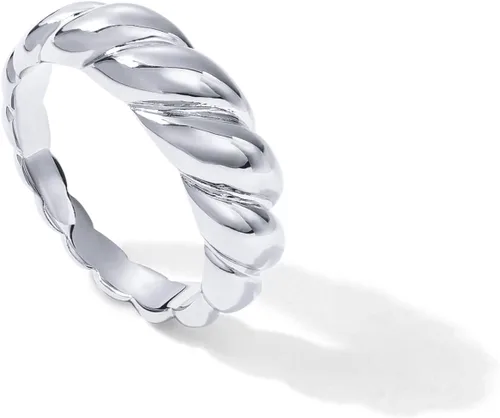 Vista 9 de PAVOI 14K Gold Plated Croissant Dome Rings for Women - Braided Band Oro Rosa