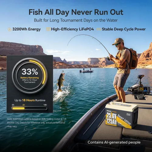 Vista 9 de Power Queen Batería de litio Bluetooth de 24 V 125 Ah con autocalentamiento, motor de arrastre LiFePO4, tamaño mini, protección a baja temperatura