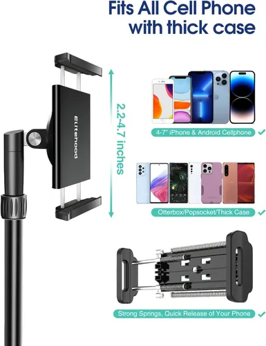 Vista 7 de Elitehood Trípode para iPhone para grabación de video aérea [resistente y ultraestable], brazo horizontal largo extensible de 25 pulgadas, soporte
