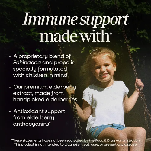 Vista 3 de Nature's Way Sambucus - Jarabe inmunológico de saúco para niños con equinácea y propóleos, apoyo inmunológico*, sabor a bayas, 4 onzas líquidas